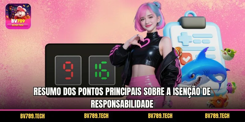 Resumo dos pontos principais sobre a isenção de responsabilidade